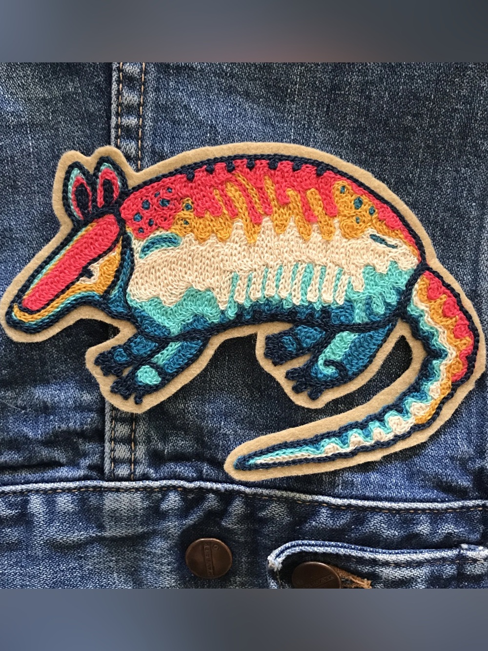 NWT Neon Armadillo Chainstitch Patch + Greeting Card